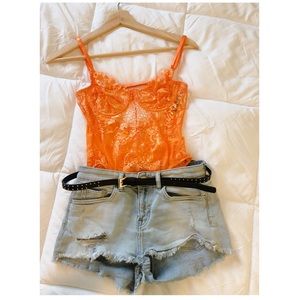 Brooke Lace Bodysuit (Orange)